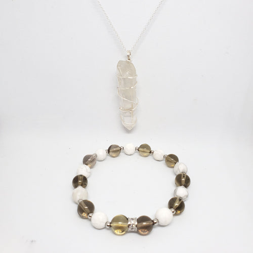 Necklace + Bracelet Set (Clear Quartz)