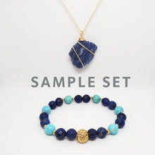 Load image into Gallery viewer, Chakra Necklace + Bracelet Candle Set (Throat Chakra - Truth)
