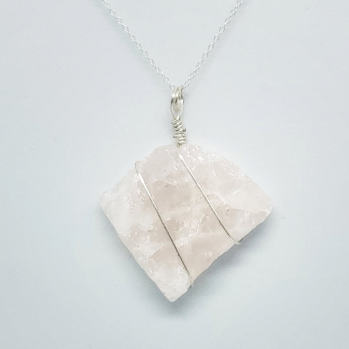 Rose Quartz Pendant Necklace (Silver)