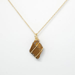 Tiger's Eye Pendant Necklace (Gold)