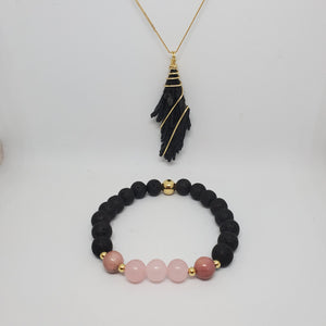 Necklace + Bracelet Set (Black Kyanite)