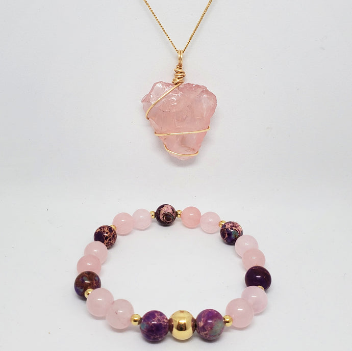 Necklace + Bracelet Set (Rose)