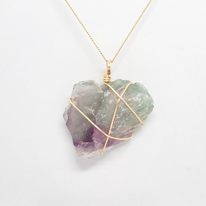 Fluorite Crystal Pendant Necklace (Gold)