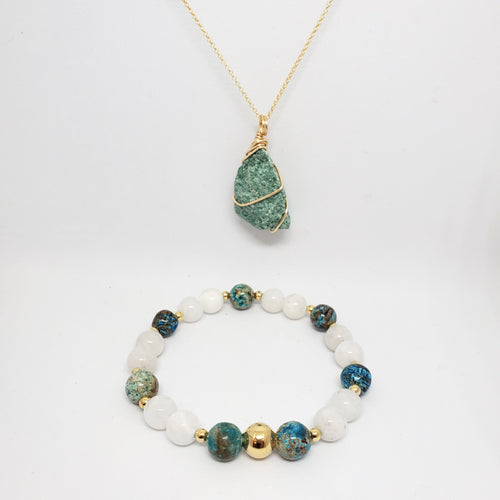 Necklace + Bracelet Set (Fuchsite)