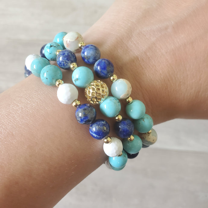 Unisex Bracelet Set (Lapis Lazuli)