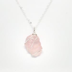 Rose Quartz Pendant Necklace (Silver)