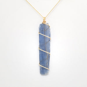 Blue Kyanite Pendant Necklace (Gold)