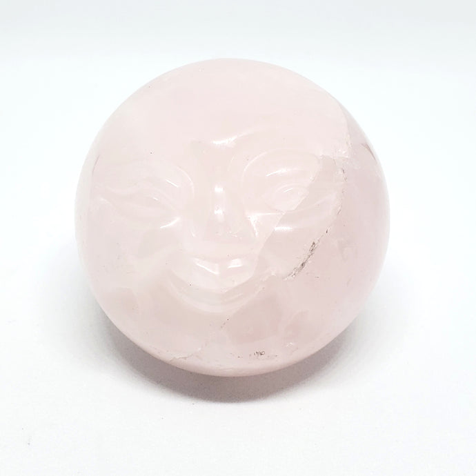 Rose Quartz Crystal Moon Face