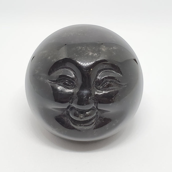 Black Obsidian Crystal Moon Face