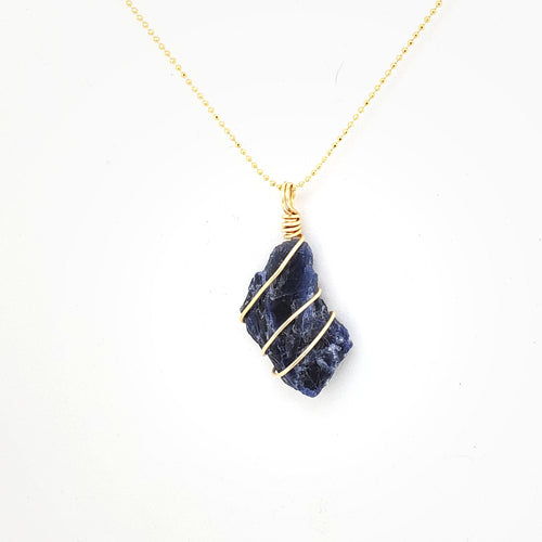 Sodalite Pendant Necklace (Gold)