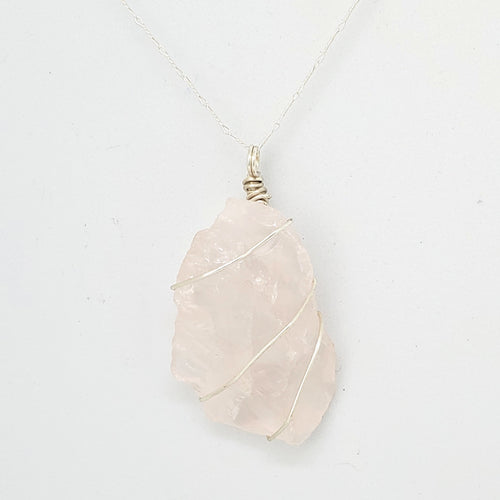 Rose Quartz Pendant Necklace (Silver)