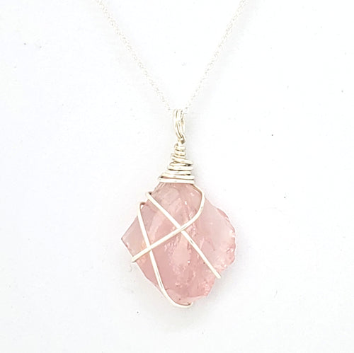 Rose Quartz Pendant Necklace (Silver)