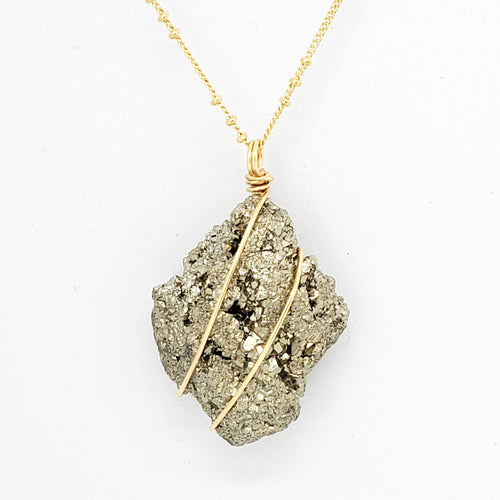 Pyrite Pendant Necklace (Gold)