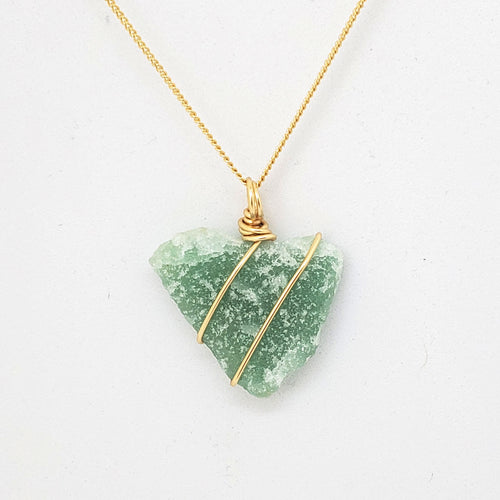 Green Aventurine Pendant Necklace (Gold)