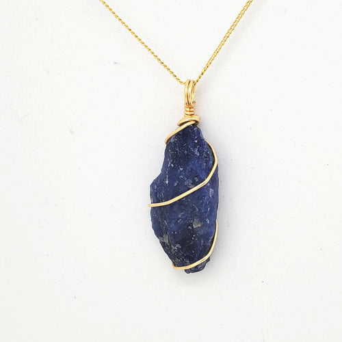 Sodalite Pendant Necklace (Gold)