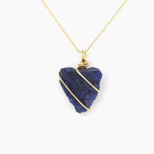 Sodalite Pendant Necklace (Gold)