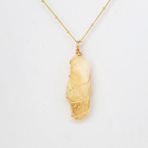 Citrine Pendant Necklace (Gold)