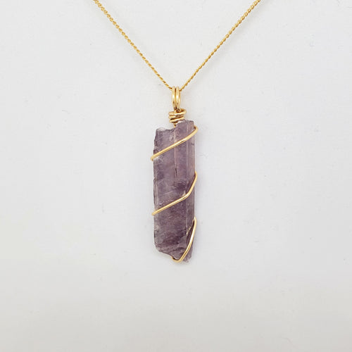 Lepidolite Pendant Necklace (Gold)