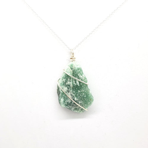 Green Aventurine Pendant Necklace (Silver)