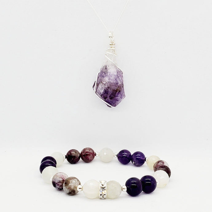 Necklace + Bracelet Set (Amethyst)