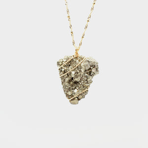Pyrite Pendant Necklace (Gold)