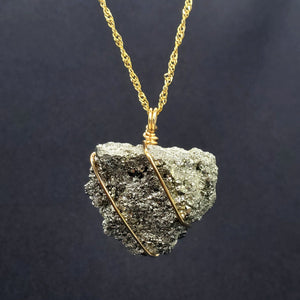 Pyrite Pendant Necklace (Gold)