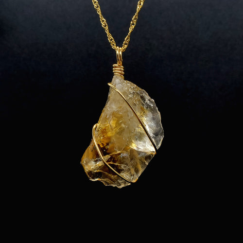 Citrine Pendant Necklace (Gold)