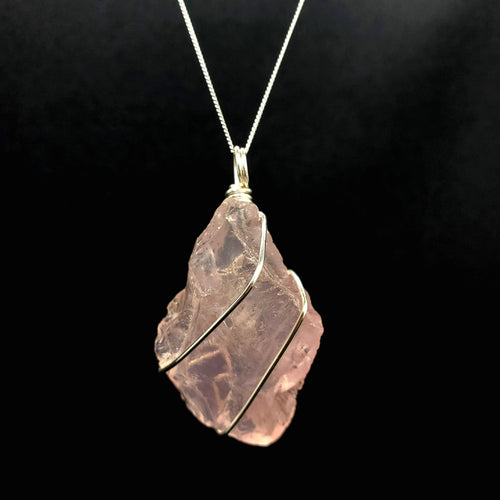 Rose Quartz Pendant Necklace (Silver)