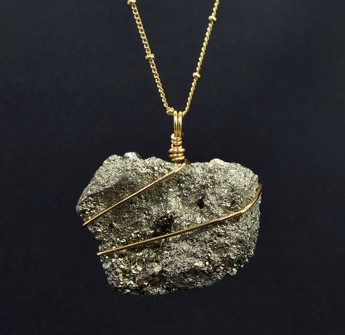 Pyrite Pendant Necklace (Gold)
